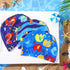 Geyoga Kids Swim Caps, 3 Pieces Unisex Bathing Swimming Hats for Boys and Girls, Long Short Hair