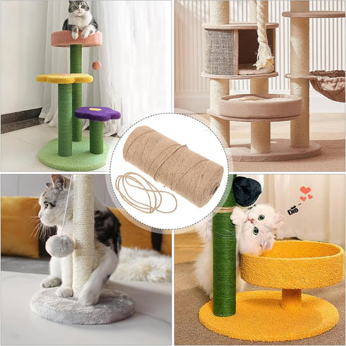 Cat Natural Sisal Rope, Multifunction Decor Scratching Rope for Scratching Post Tree, 1 Roll