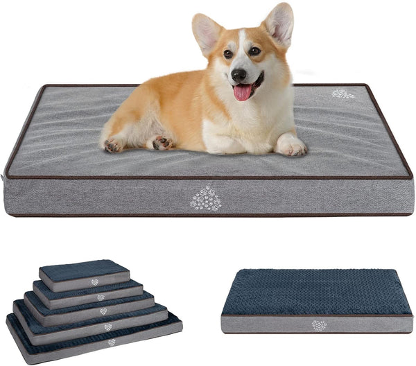 VANKEAN Dog Bed, Soft Reversible Crate Pad Mat with Orthopedic Egg-Crate Foam, Washable Comfy Kennel Pad for Small
