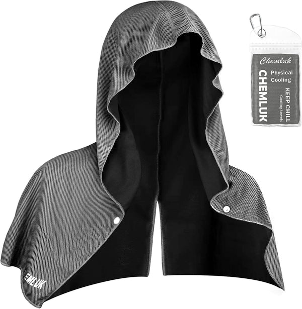 CHEMLUK Cooling Hoodie Towel: Cooling Towels for Neck and Face, Quick-Dry Absorbent Soft