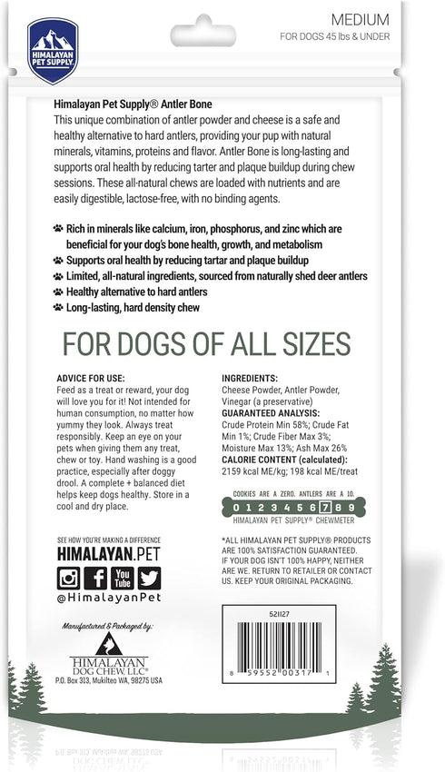 Antler and Himalayan Cheese Dog Chew, Long Lasting, 100% Natural, for Dogs 45 Lbs & Smaller