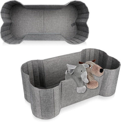 Large Dog Toy Basket, Bone Shape Dog Toy Box, Foldable Fabric Basket for Pet Toys, 2 Pack