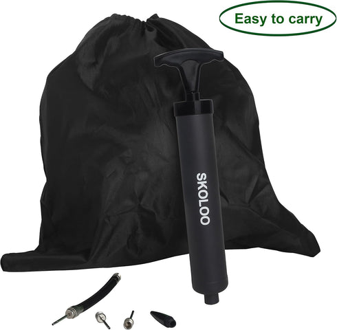 SKOLOO 10" Portable Hand Air Ball Pump Inflator Kit with Needle, Nozzle, Extension Hose for Sports Balls and Inflatables
