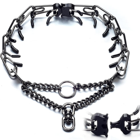 Dog Chain Collar Adjustable Stainless Steel Links with Quick Release Buckle for Small Medium Large Dogs