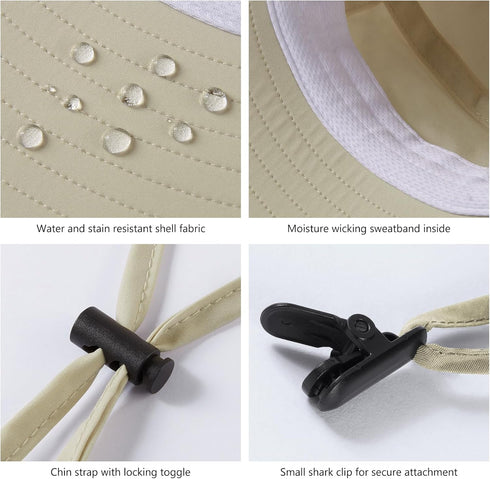 UPF 50+ Foldable Sun Hats, Wide Brim with Large Neck Flap for Men and Women, UV Protection