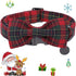 DOGWONG Christmas Red Plaid Dog Collar with Bowtie, Cute Cotton Dog Collar Red Christmas Dog Bowtie Durable Soft Pet Dog Collar for Small Medium Large Dog