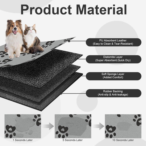16"x24"- Pet Feeding Mats Absorbent Dog Mat for Food and Water, Large Pet Food Mat, Rubber Mat for Dog Bowls, Pet Food