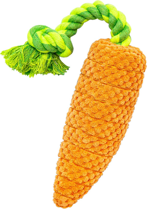 Carrot Tug Rope Dog Toy, Squeaky Gift for Puppy Birthday, Durable Toy for Small to Medium Dogs