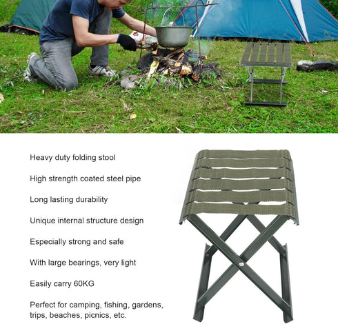 gernie 600 lbs, Folding Stool, Portable Heavy Duty Camping Stool, Hold up to Outdoor Portable Chair, Compact Folding