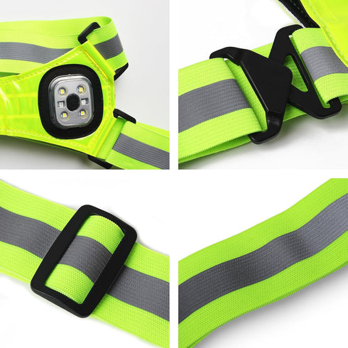 LED Reflective Safety Vest, High-Visibility Rechargeable Light Vest for Running, Walking, Cycling, Adjustable Fit