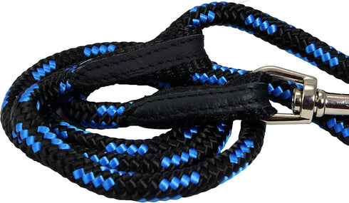 Dogs My Love 6ft Long Braided Rope Dog Leash, Blue with Black, 6 Sizes (Medium: 6ft Long; 3/8" Diam)