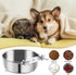 2 Pack Dog Water Bowl Crate, No Spill Kennel Hanging Cage Food Bowls for Puppy, Cat, Bunny, Stainless Steel Metal