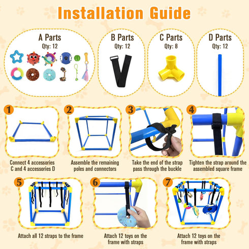 VYNALTIX 12 12 Puppy Play Gym with Toys, Removable Dog Enrichment Playground, Interactive Indoor Training Activity
