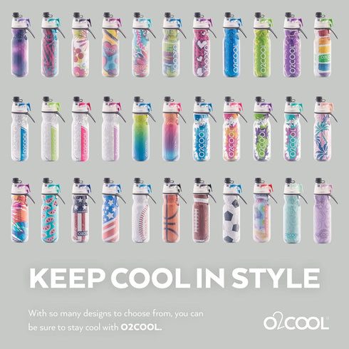 O2COOL Mist 'N Sip Misting Water Bottle, 2-in-1 Mist And Sip Function, 20 oz (Soccer)