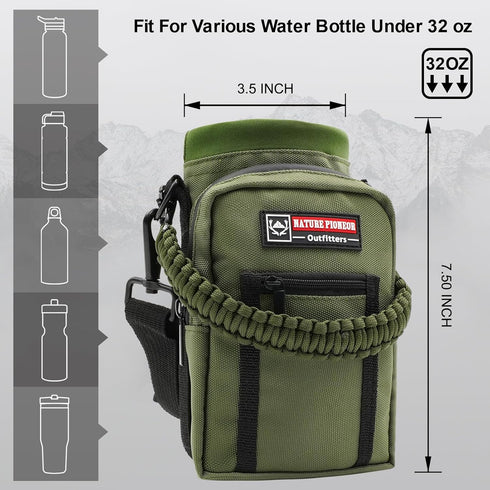 25/32/40oz 2 NATURE PIONEOR Water Bottle Holder with Adjustable Strap - Insulated Water Bottle Carrier Sling Sleeve