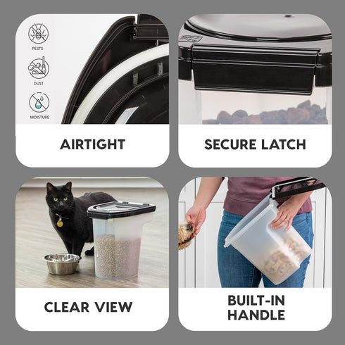 6.5 lbs, IRIS USA WeatherPro Airtight Pet Food Storage Container, Up to Treat Box for Dog Cat and Bird Food, Keep