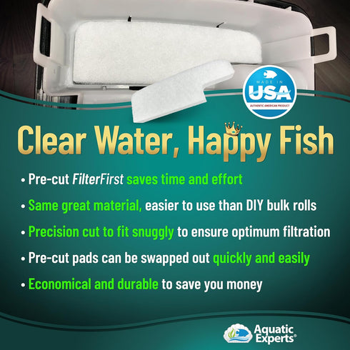 Aquatic Experts Aquarium Filter Floss for Fish Tank Filters, FilterFirst Aquarium Filter Pad, 12 Pack