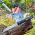 DC53 G10 Flipper Pocket Folding Knife, Steel Blade and Black Handle, with Pocket Clip and Glass Breaker, EDC Tool Knife