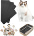 Cat Nail File Scratching Strips - 6 Pcs Litter Box Scratcher Liner, 3 Pairs Peel Stick Strips in Different Sizes (Black)