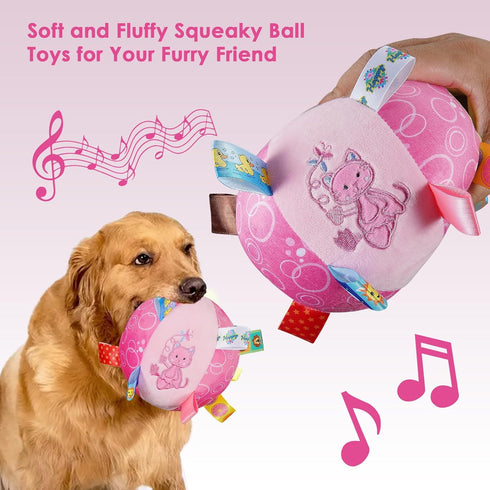 6-Inch Letalong Dog Squeaky Plush Toy with Straps, Soft Stuffed Ball with Cotton Material and Bell Built-in, Pet