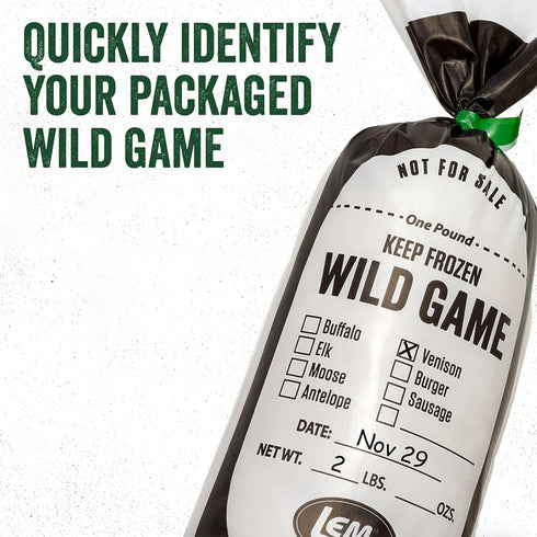 LEM Products Wild Game Bags, 2 lb, Polyethylene, White and Black, 100 Count