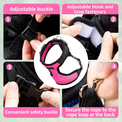 Set Adhafera Chicken Harness with Leash, Upgraded Double Adjustment Chicken Harness and Leash for Hens, Duck, Goose