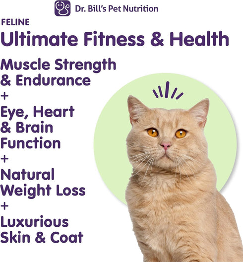 Dr. Bill’s Feline Ultimate Fitness & Health - Cat Multivitamin Powder for Weight Control, Joint, Brain, Heart & Immune