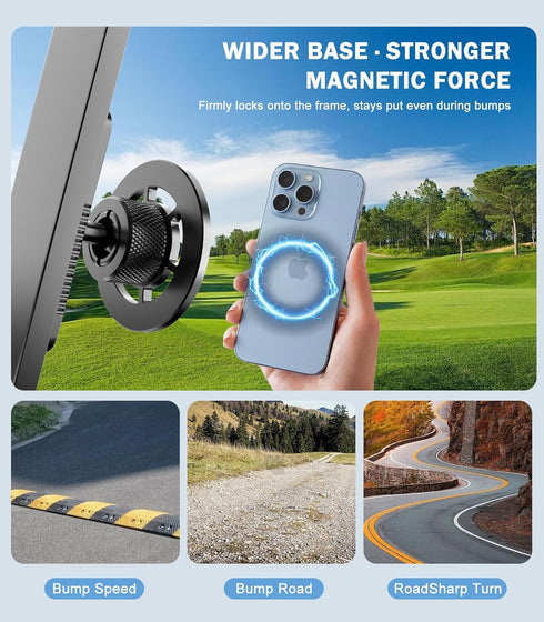 Smusrks 12-17, 360 Magnetic Golf Cart Phone Holder, All-Metal Phone Mount Compatible with MagSafe iPhone Rotation Golf