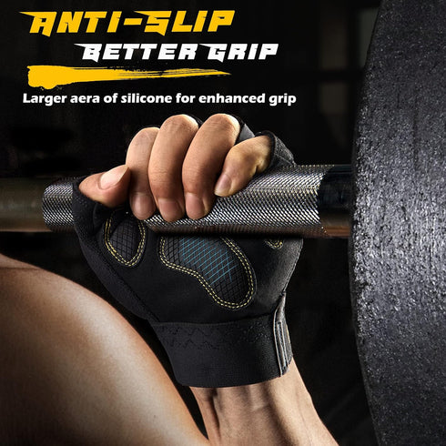 FREETOO Workout Gloves for Men, Weight Lifting Gloves with Full Palm Protection, Ultra Ventilated, Cushion Pads