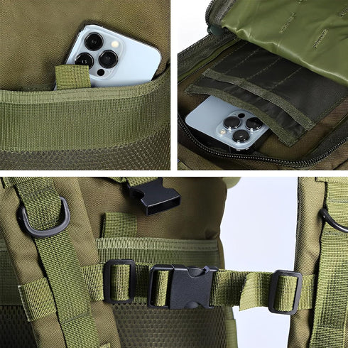 Small Tactical Backpack - Military Bug Out Survival Molle Army Go Bag for Hunting, Gym, Hiking, Camping (30L Green)