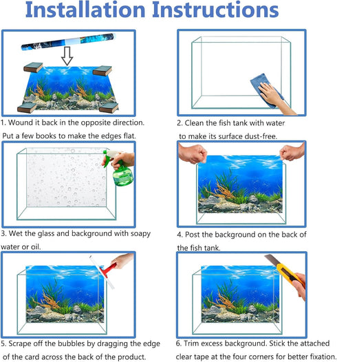 Beach Fish Aquarium Background Poster for 10-20 Gallon Tank, Double Sided Fish Tank Stickers