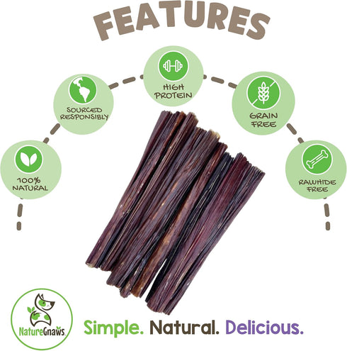 Nature Gnaws Beef Gullet Sticks for Dogs, 5-6" (15 Count), Natural Beef Jerky Stick Dog Chew Treats, Rawhide Free