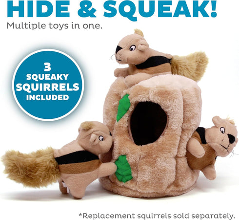 2in1 3 Outward Hound Hide-A-Squirrel Dog Toy Interactive Plush Puzzle with Squeaky Removable Squirrels, Large