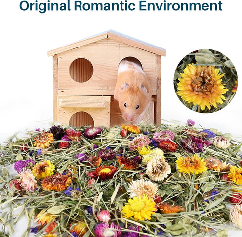 Sukh 150G Hamster Bedding - Flowers & Herbs for Odor Control and Hamster Habitat Decor