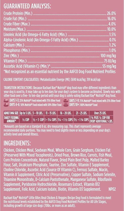 Nutrish Rachael Ray Little Bites Dry Dog Food: Chicken & Veggies Recipe for Small Breeds, 6 Pounds