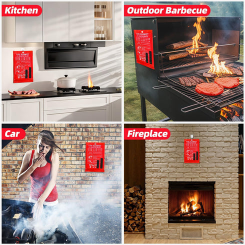 Fire Blanket Emergency for Home, 40" x 40" (Pack of 2), Fire Suppression Blanket for Kitchen and Camping Safety