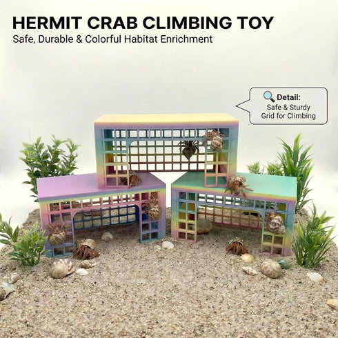Pertlle Hermit Crab Climbing Hideout, Stackable Grid Cave Shelter for Hermit Crabs & Small Crabs, Plastic Climbing Toy