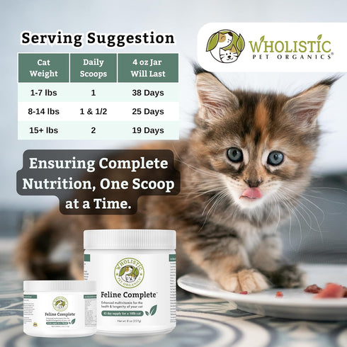 Wholistic Pet Organics Feline Complete - 4 Oz - Multivitamin & Probiotic Powder for Cats