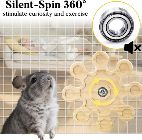 Chinchilla Chinchilla Rotating Natural Wood Chew Toys for Teeth, Interactive Enrichment Toys, Hanging Exercise Toys