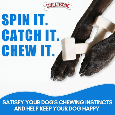 Bullibone Nylon Dog Chew Toy - Spin-a-Bone Interactive Toy that Improves Oral Health