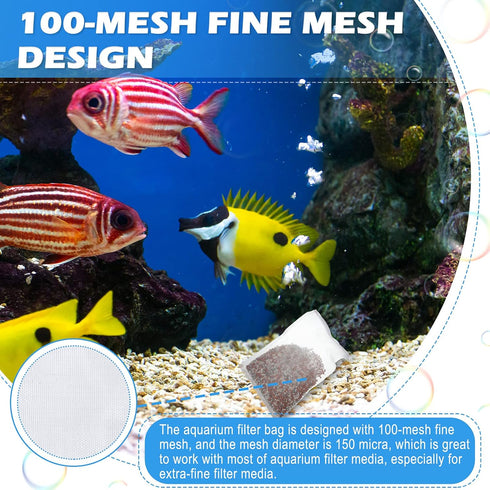 Shappy 15 Pcs Aquarium Filter Mesh Bags - 150 Micrometer Fine Filter Media Bags with Zipper