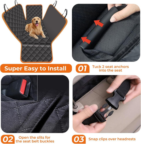 Hammock 600D KITPLUS Dog Car Seat Cover for Pets Waterproof Seat Cover Nonslip Durable Heavy Duty Scratch Proof Soft