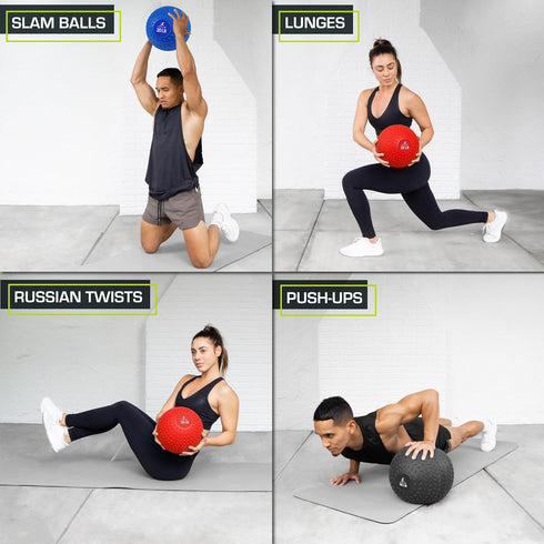 ProsourceFit Slam Medicine Balls, 5-50lbs, Smooth & Tread Textured Grip for Strength, Conditioning, Cardio Workouts