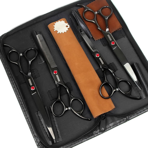 GEMEK 7.0in Titanium Professional Dog Grooming Scissors Set, 6 in 1 for Dogs and Cats