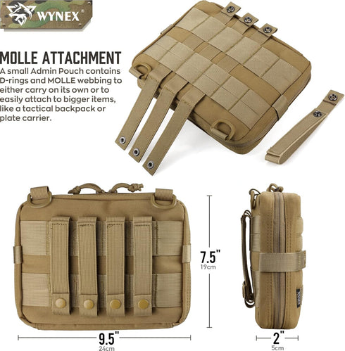 WYNEX Tactical Admin Molle Pouch, Medical EDC Utility Bag for Hiking Belt Bags