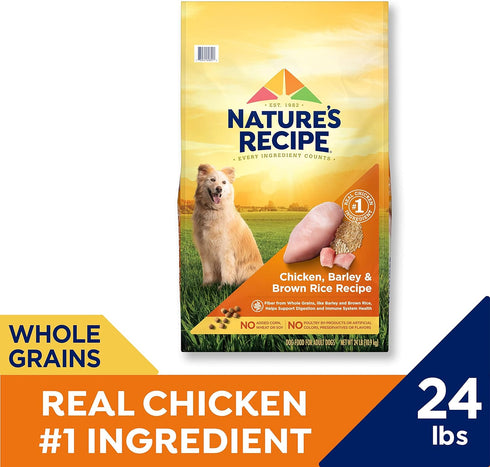 Nature's Recipe Chicken, Barley & Brown Rice Recipe Dry Dog Food, 24 lb. Bag