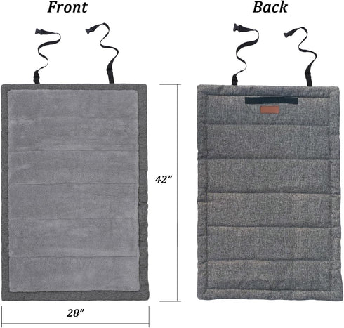 Portable Outdoor Dog Bed, Rollup Travel Mat with Carry Handles, Super Soft Crate Pad for Large Dogs, 42”x28”, Grey