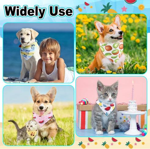 Aliceset 180 Summer Pcs Pet Dog Bandana Bulk Fruit Bandanas for Dogs Adjustable Washable Tropical Pet Triangle Scarf