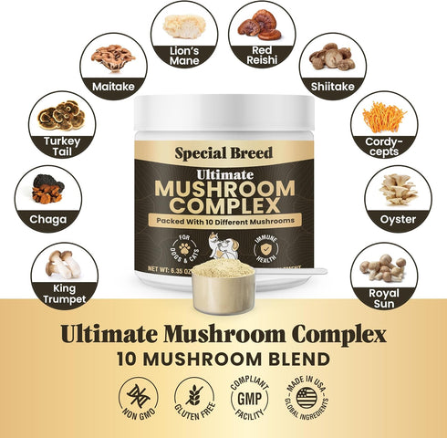 Immunity Immune 360 Mushroom Powder for Dogs & Cats - Organic Mushroom Complex for Support, Function, Cognition