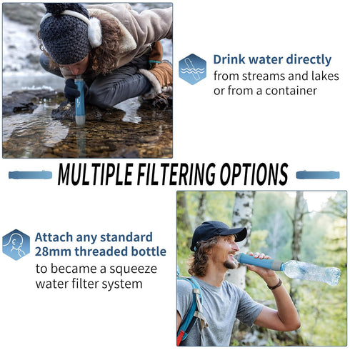 Water Filter Straw for Drinking Survival, Personal Purifying Straw for Hiking, Camping, Travel, Emergency Preparedness